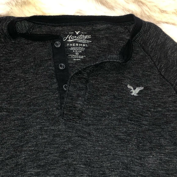 American Eagle Outfitters Other - American Eagle - thermal Henley heritage kids s/p/c grey/black long sleeve